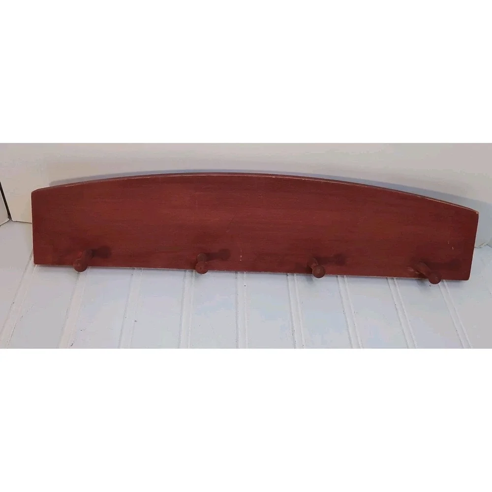 Wood Country 4 Peg Rack Wall Mount Hanging Coat Rack Arched Retro Farmhouse